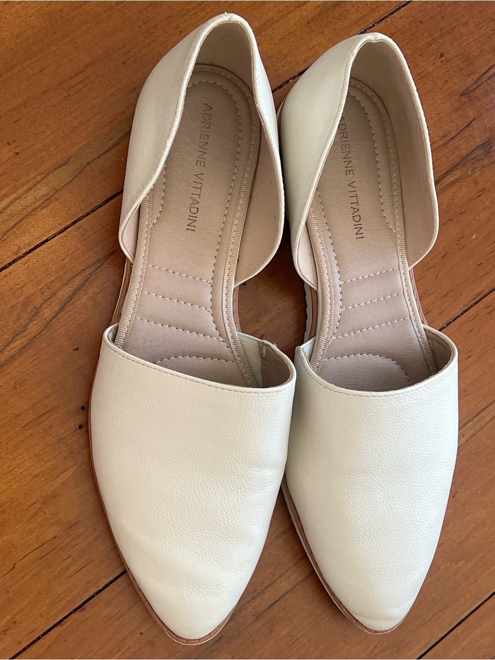 Adrienne Vittadini Women's Ivory Pointed D'Orsay Flats